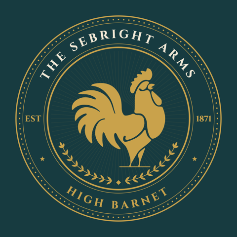 The Sebright Arms, High Barnet, Est 1871: gold cockerel roundel